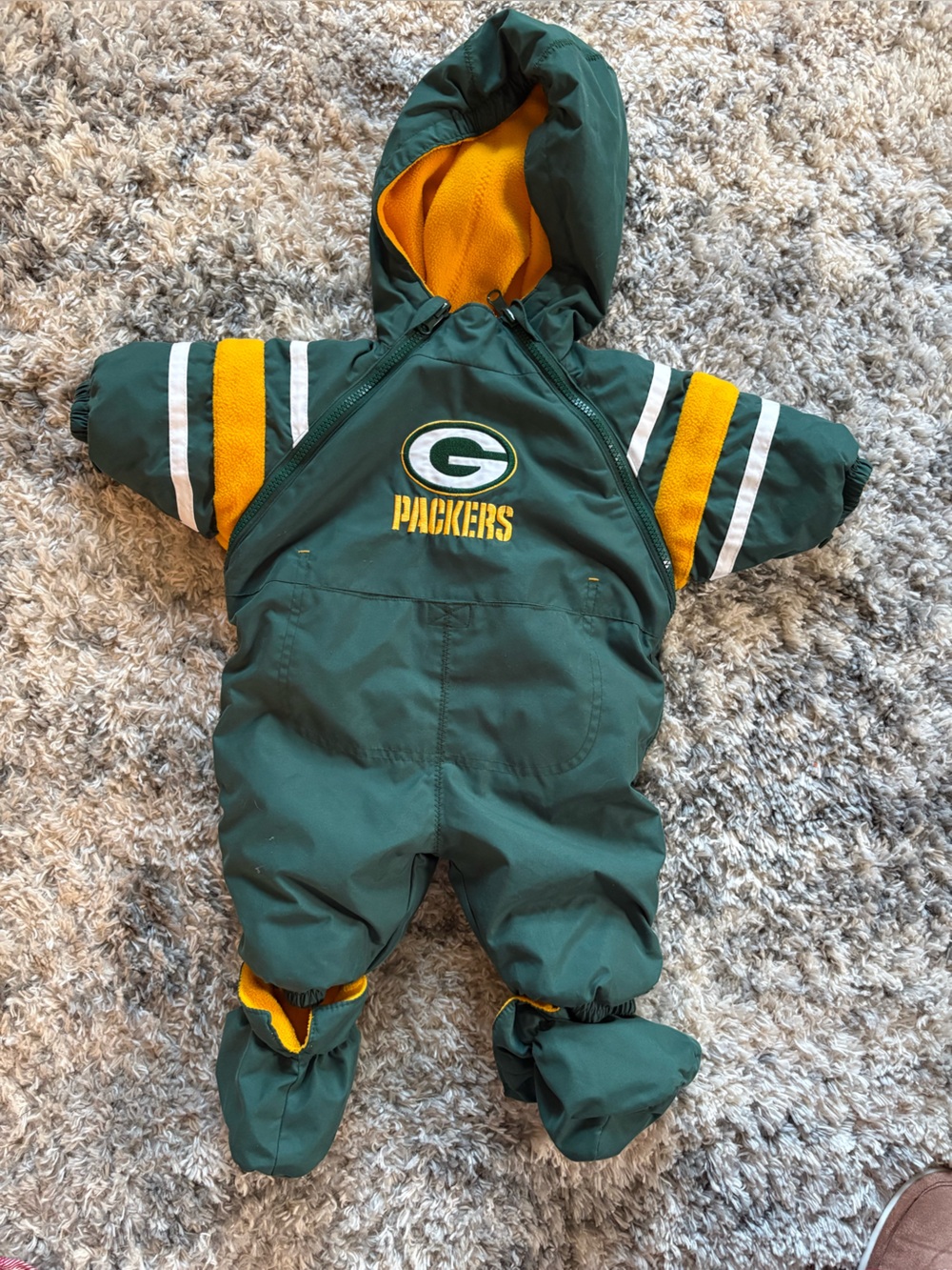 Green Bay Packers NFL Baby Bunting Snowsuit 3–6M – Fleece Lined – EUC